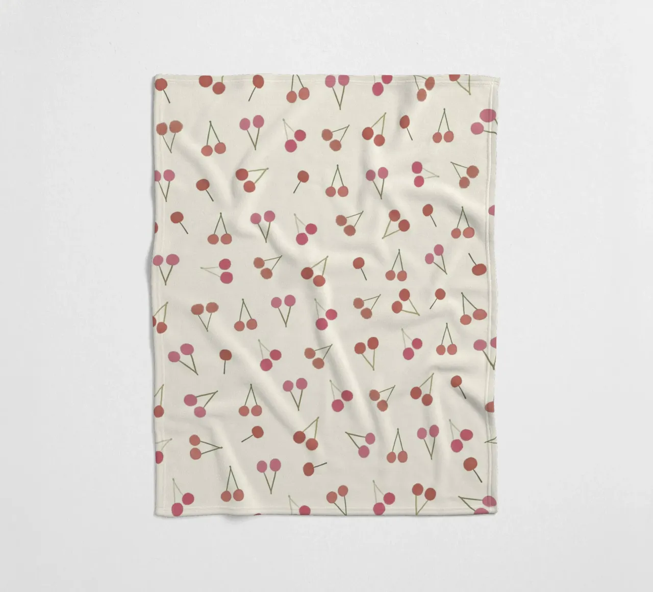 Cherries pattern fleece blanket by gulsengunel