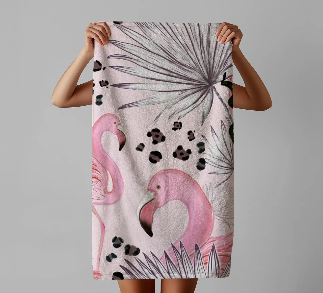 Flamants avec imprimés léopard serviette de bain de gulsengunel