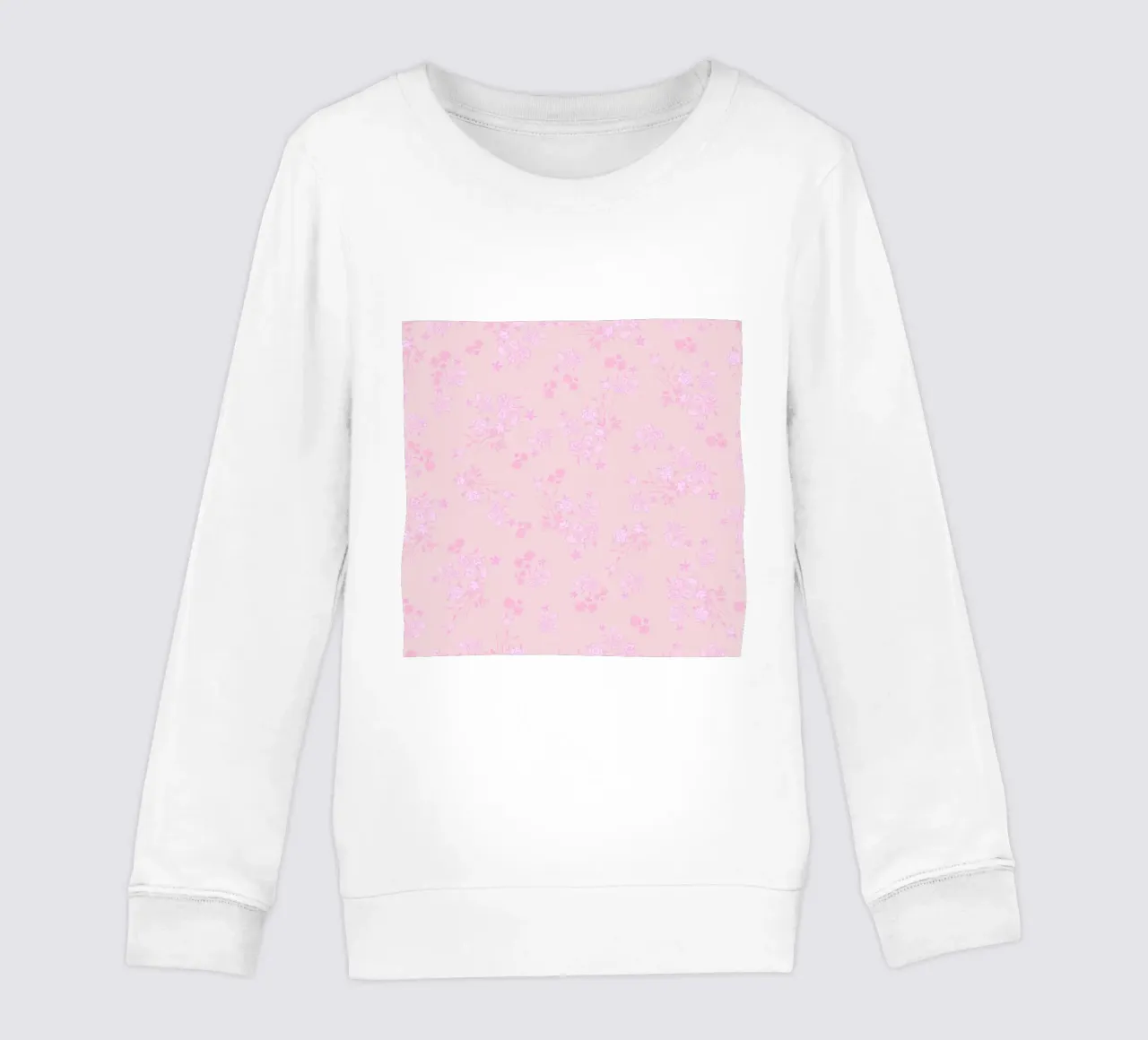 Pink ditsy pattern with pink pattern kids sweatshirt by gulsengunel