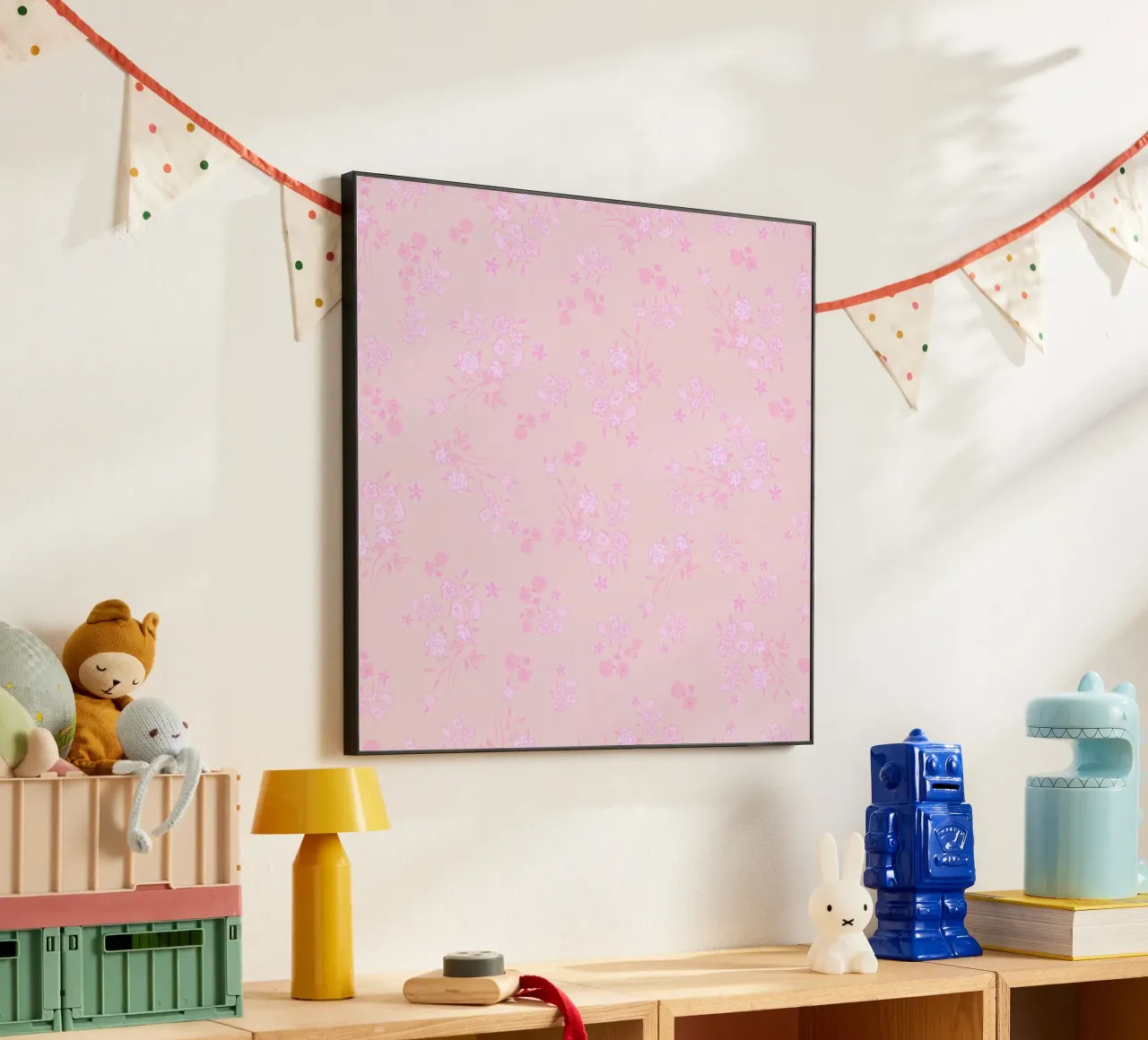Pink ditsy pattern with pink pattern alu-dibond by gulsengunel