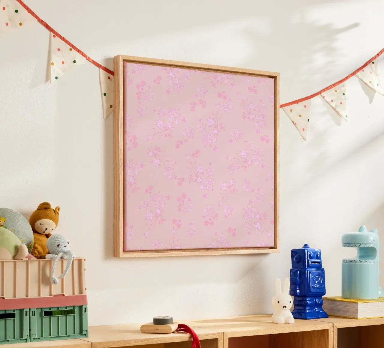 Pink ditsy pattern with pink pattern canvas by gulsengunel