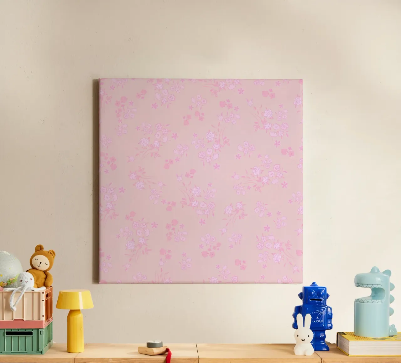 Pink ditsy pattern with pink pattern canvas by gulsengunel