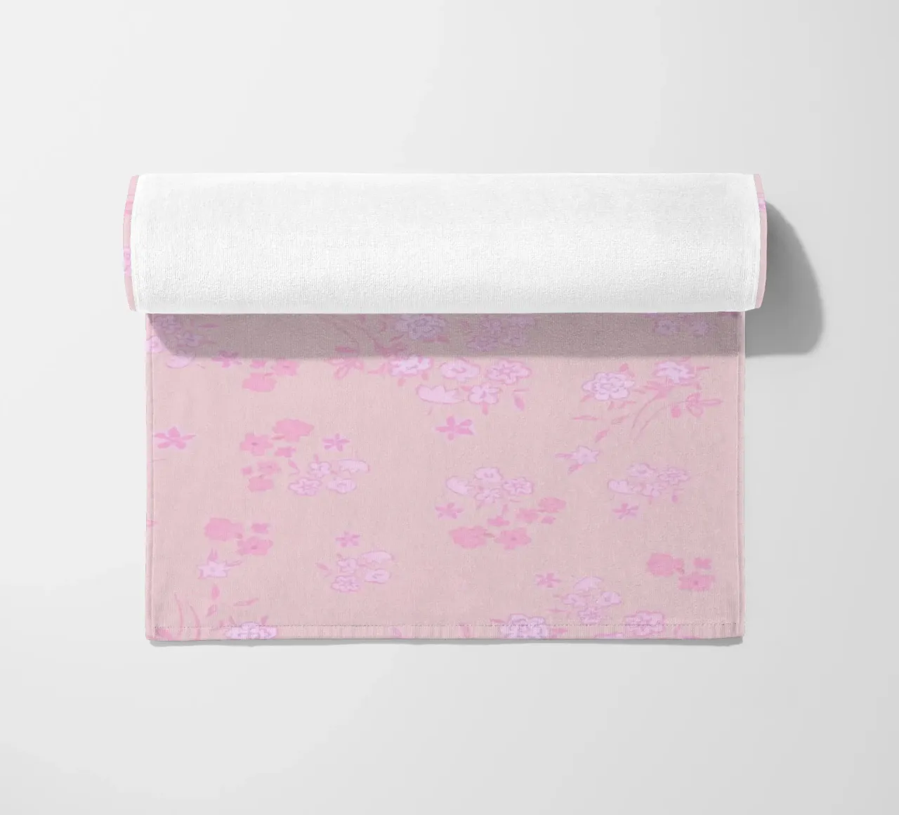 Pink ditsy pattern with pink pattern beach towel by gulsengunel