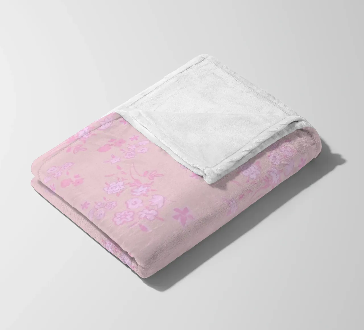 Pink ditsy pattern with pink pattern fleece blanket by gulsengunel