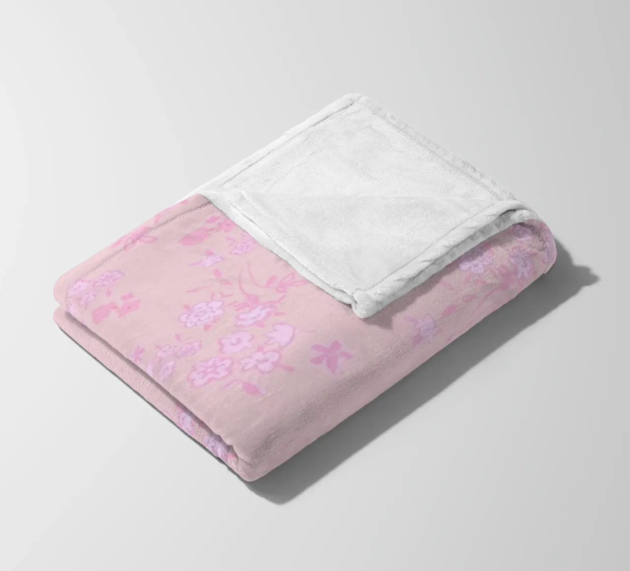 Pink ditsy pattern with pink pattern fleece blanket by gulsengunel