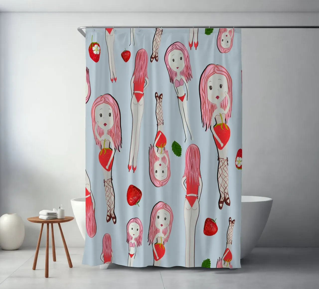 Le ragazze fragola in vacanza tenda da doccia da gulsengunel