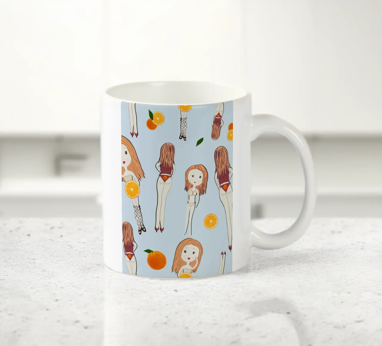 Ragazza arancione in vacanza tazza in ceramica da gulsengunel