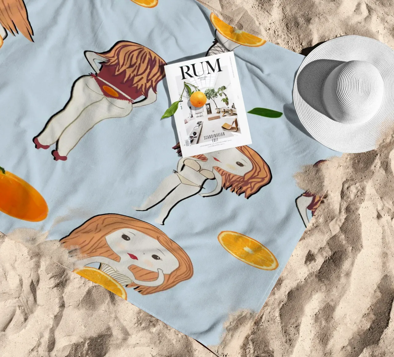 Ragazza arancione in vacanza telo mare da gulsengunel