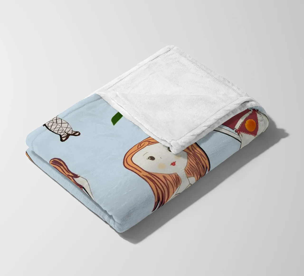 Ragazza arancione in vacanza coperta in pile da gulsengunel