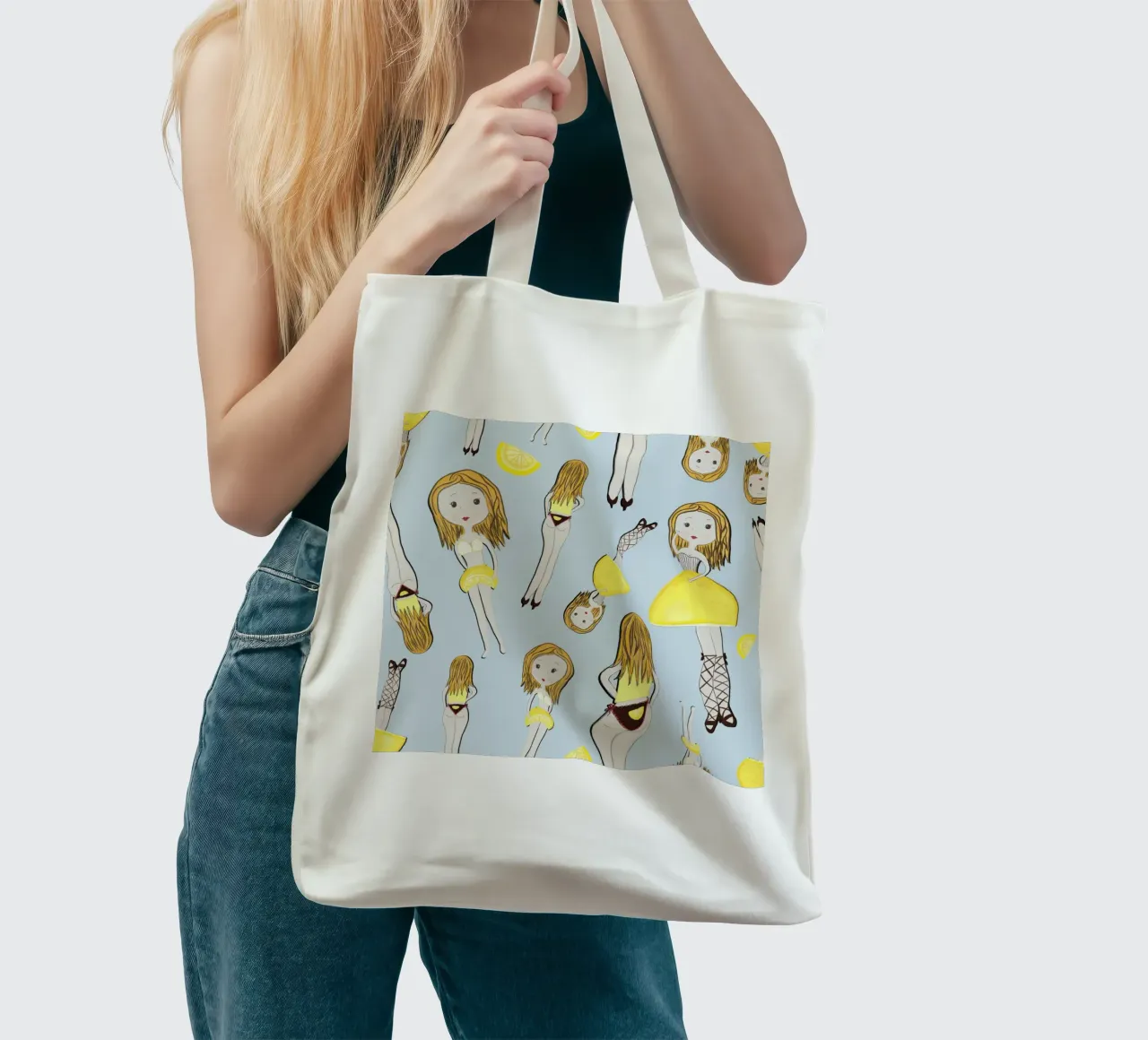 Ragazza limone in vacanza borsa in juta da gulsengunel