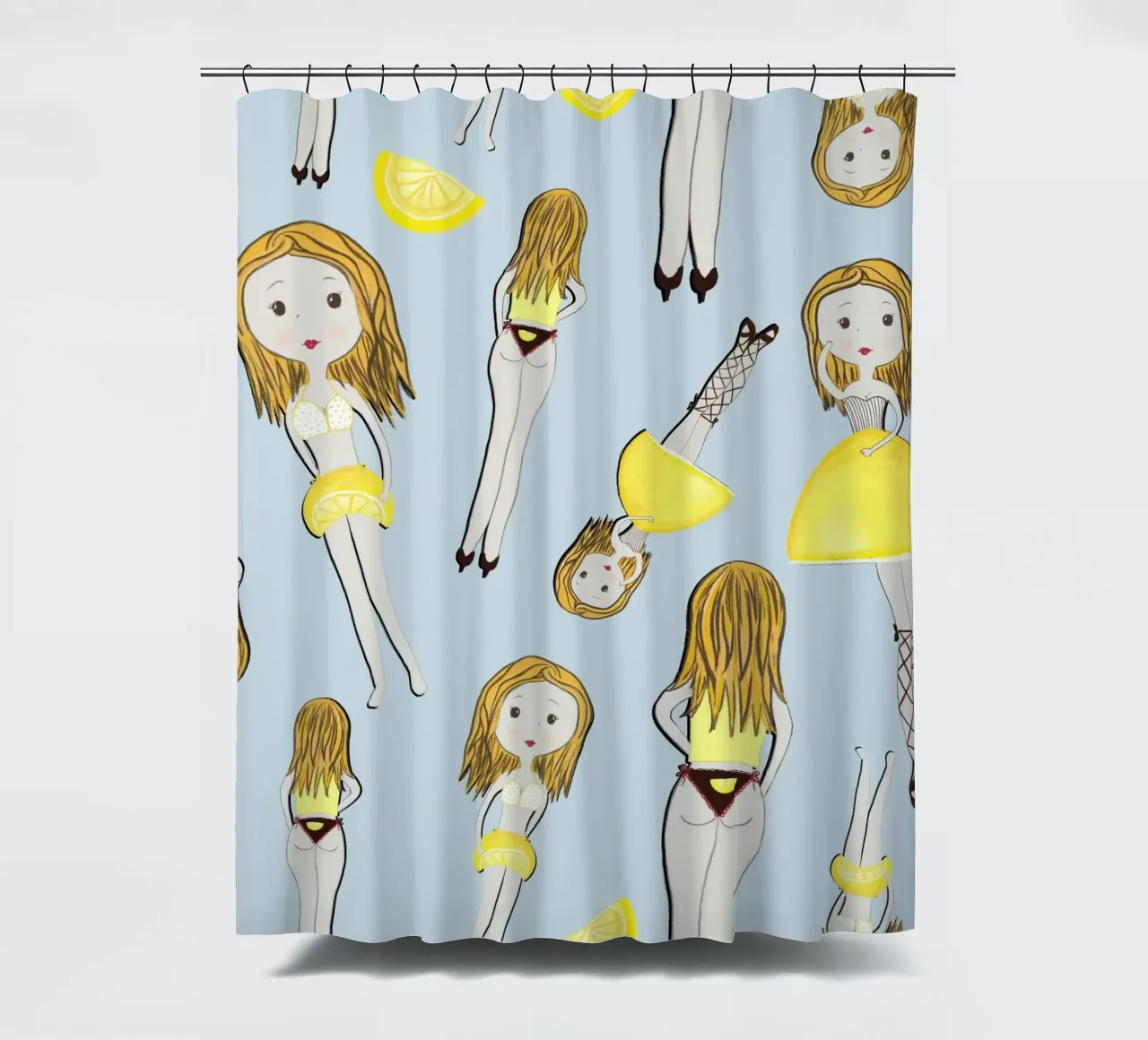 Ragazza limone in vacanza tenda da doccia da gulsengunel