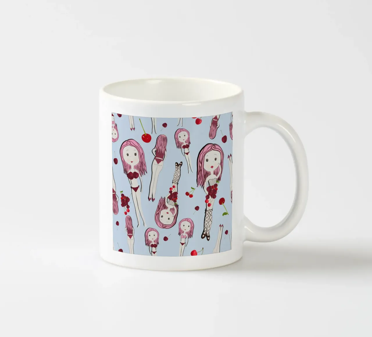 Ragazza ciliegia in vacanza tazza in ceramica da gulsengunel