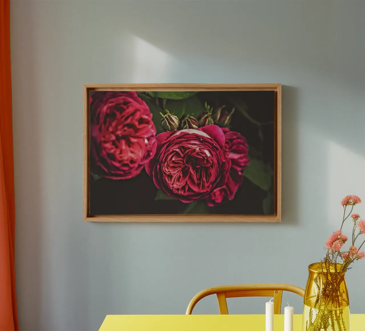 The Language of Roses canvas with Floater frame by PhotoVibe Decor