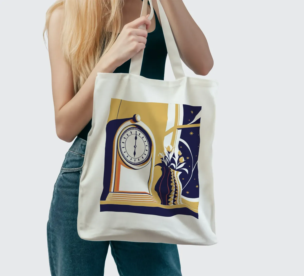 Orologio e vaso di fiori borsa in juta da STORE PRESENCE