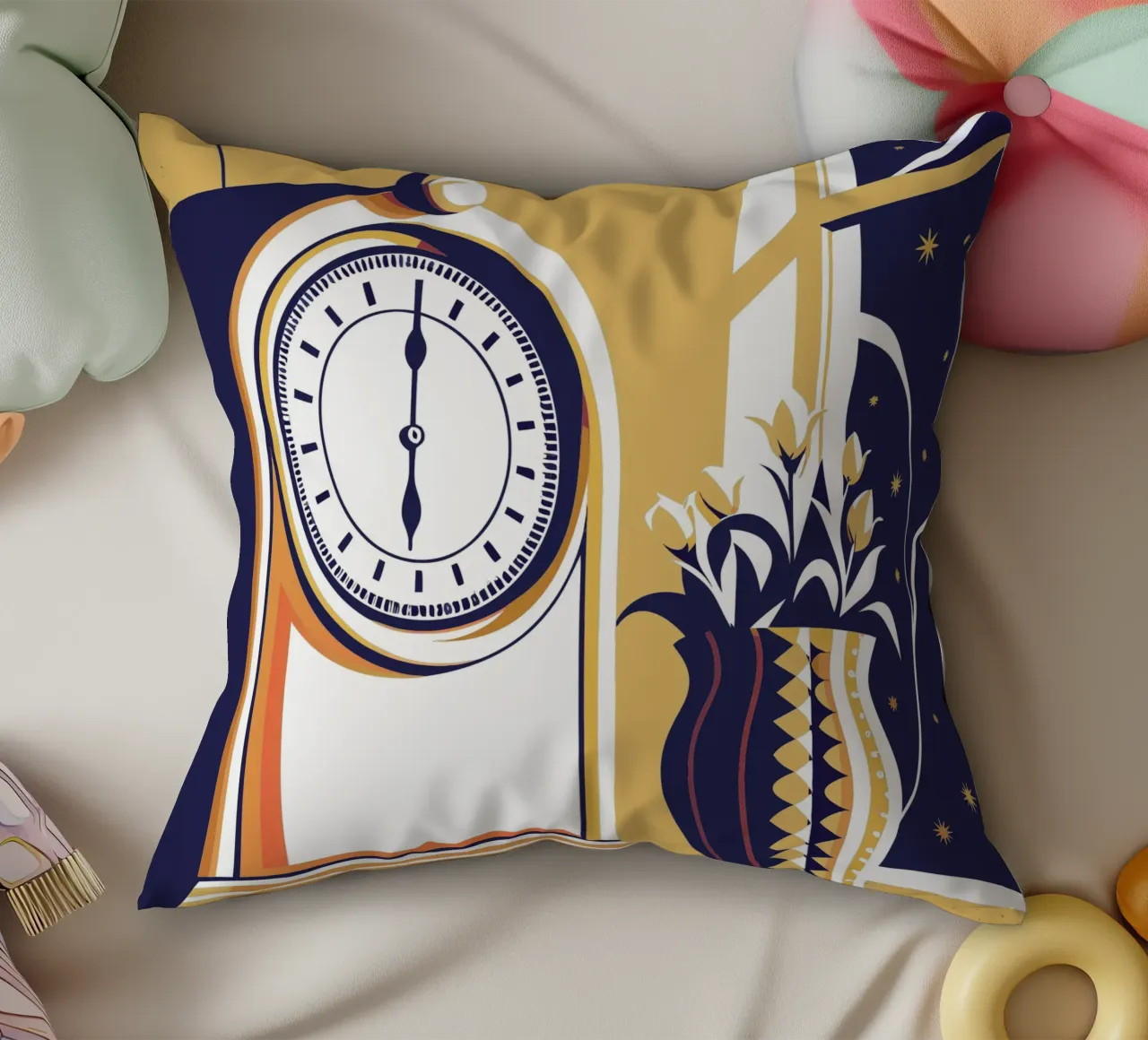 Orologio e vaso di fiori cuscino da STORE PRESENCE