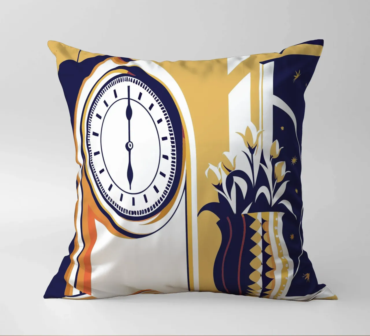 Orologio e vaso di fiori cuscino da STORE PRESENCE