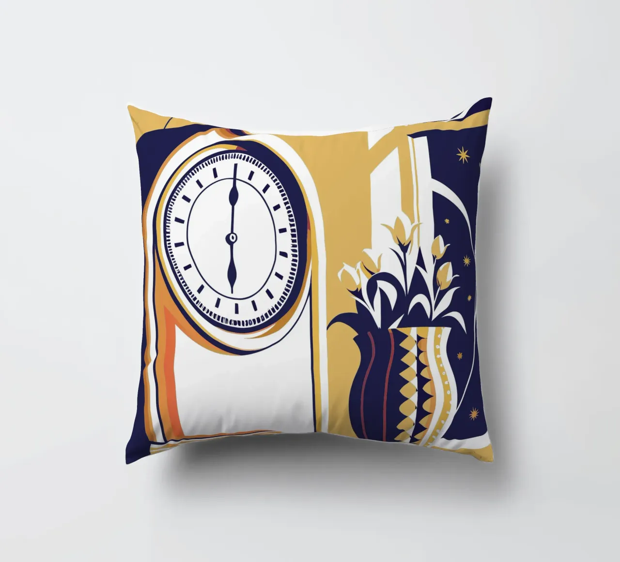 Orologio e vaso di fiori cuscino da STORE PRESENCE