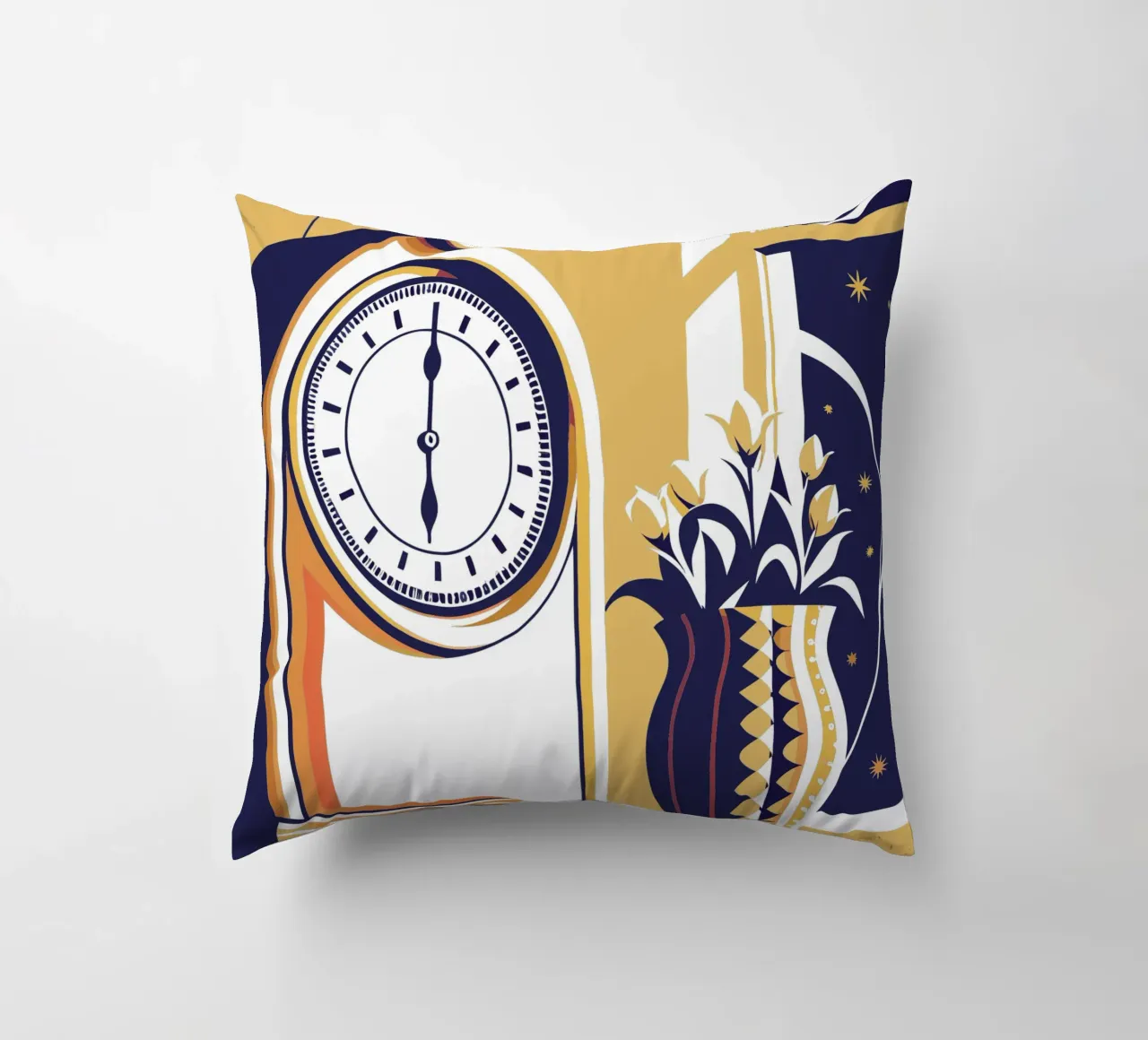 Orologio e vaso di fiori cuscino da STORE PRESENCE