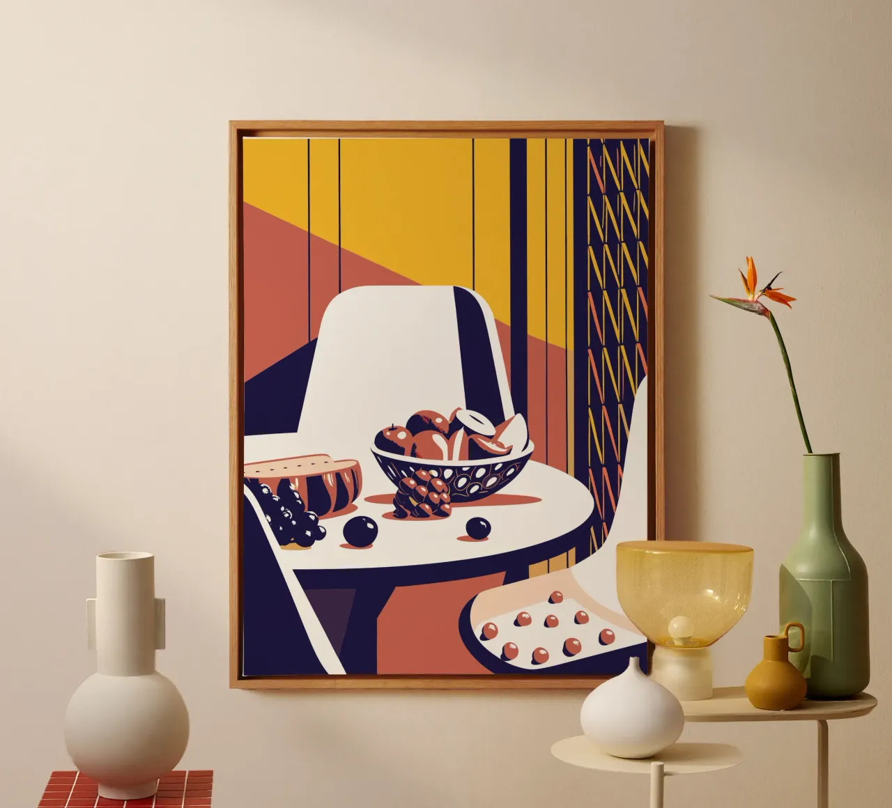Dining Table and Fruit canvas with Floater frame by STORE PRESENCE