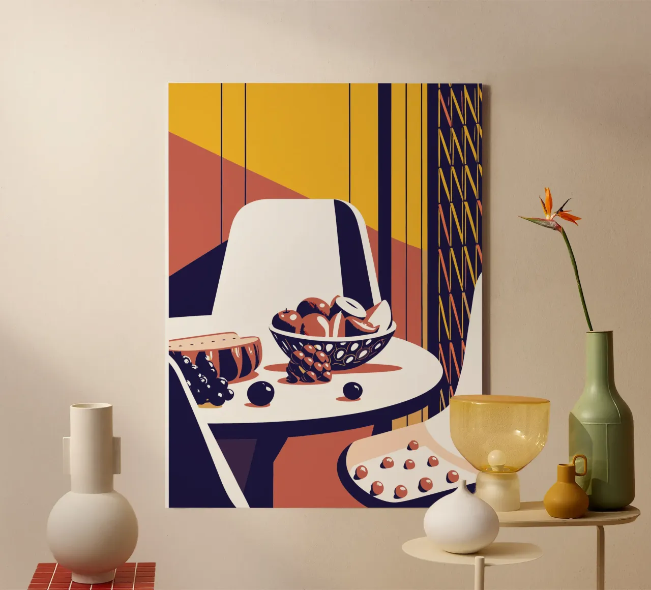 Dining Table and Fruit canvas with Floater frame by STORE PRESENCE
