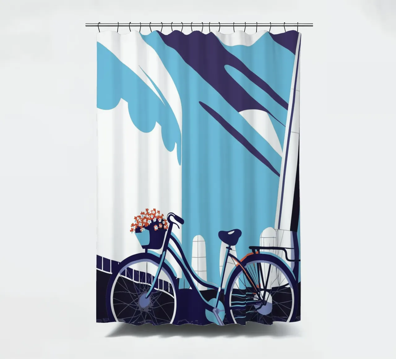 Biciclette e fiori tenda da doccia da STORE PRESENCE