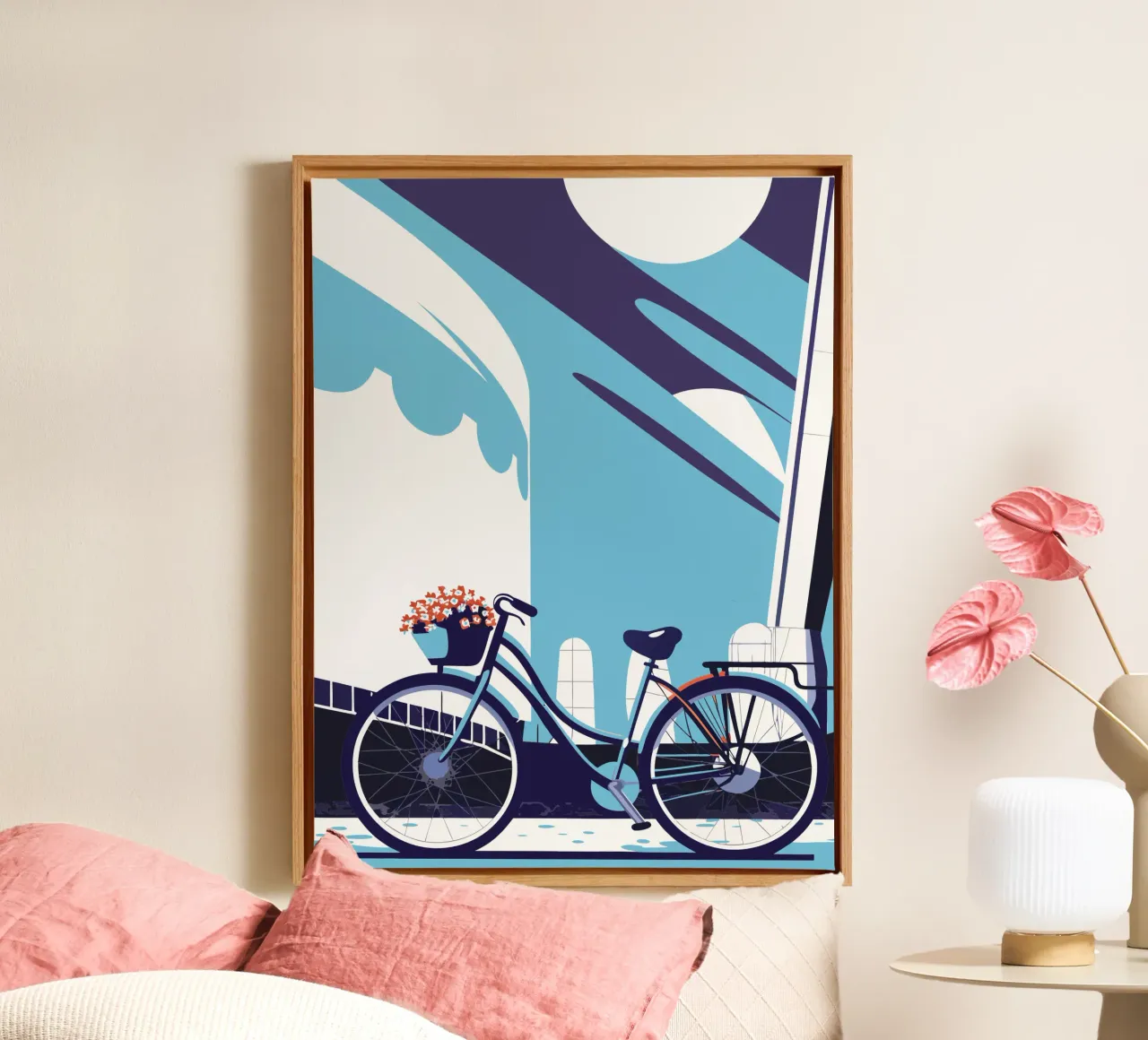 Bikes and Flowers canvas with Floater frame by STORE PRESENCE