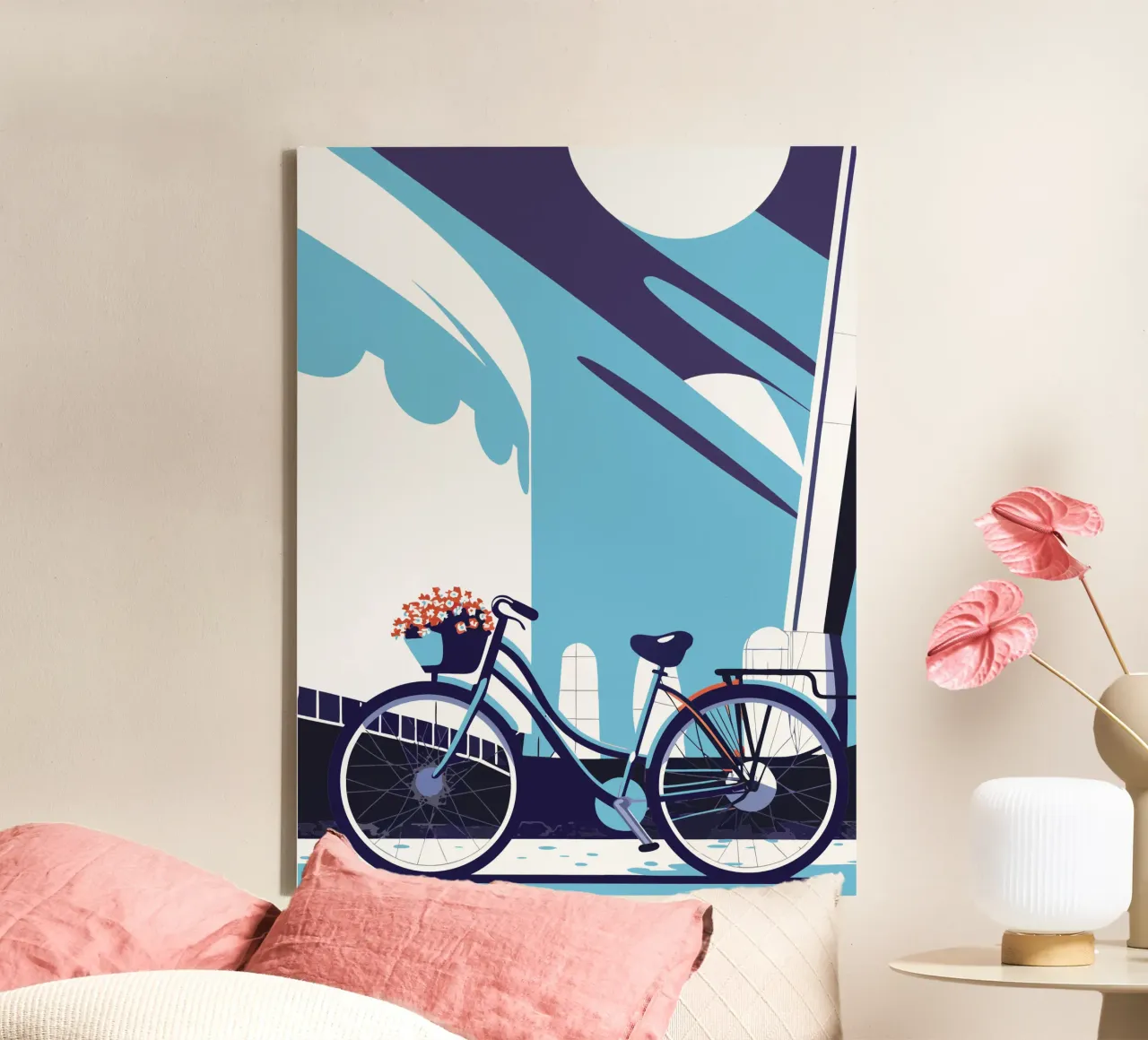 Bikes and Flowers canvas with Floater frame by STORE PRESENCE