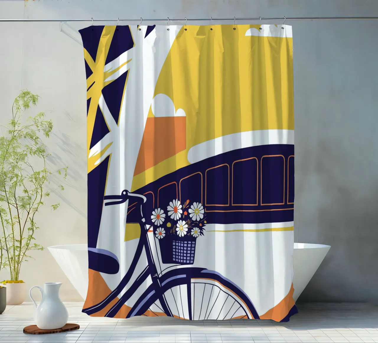 Biciclette e fiori tenda da doccia da STORE PRESENCE