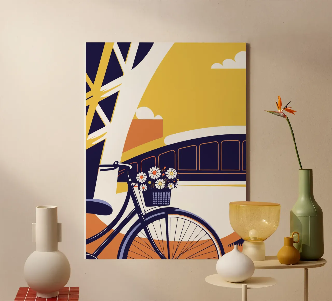 Biciclette e fiori tela con Cornice a cassetta da STORE PRESENCE