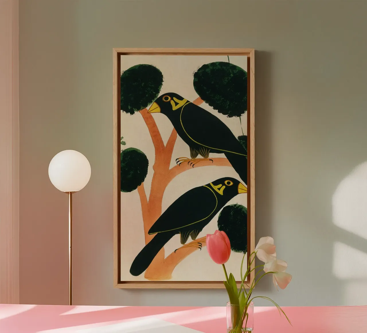 black  bird japanese tela con Cornice a cassetta da vintageshop