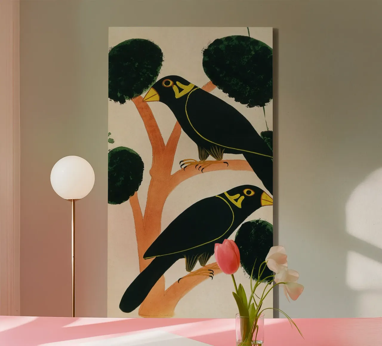 black  bird japanese tela con Cornice a cassetta da vintageshop