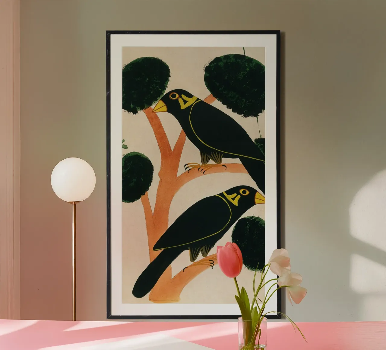 black  bird japanese poster con telaio in plastica da vintageshop
