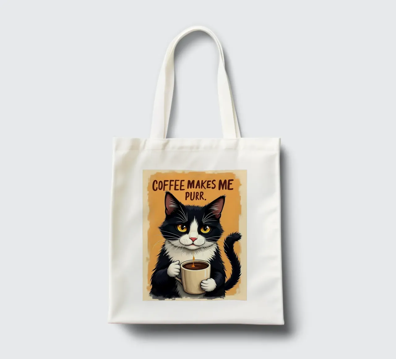 Il caffè mi fa fare le fusa. borsa in juta da Arjun