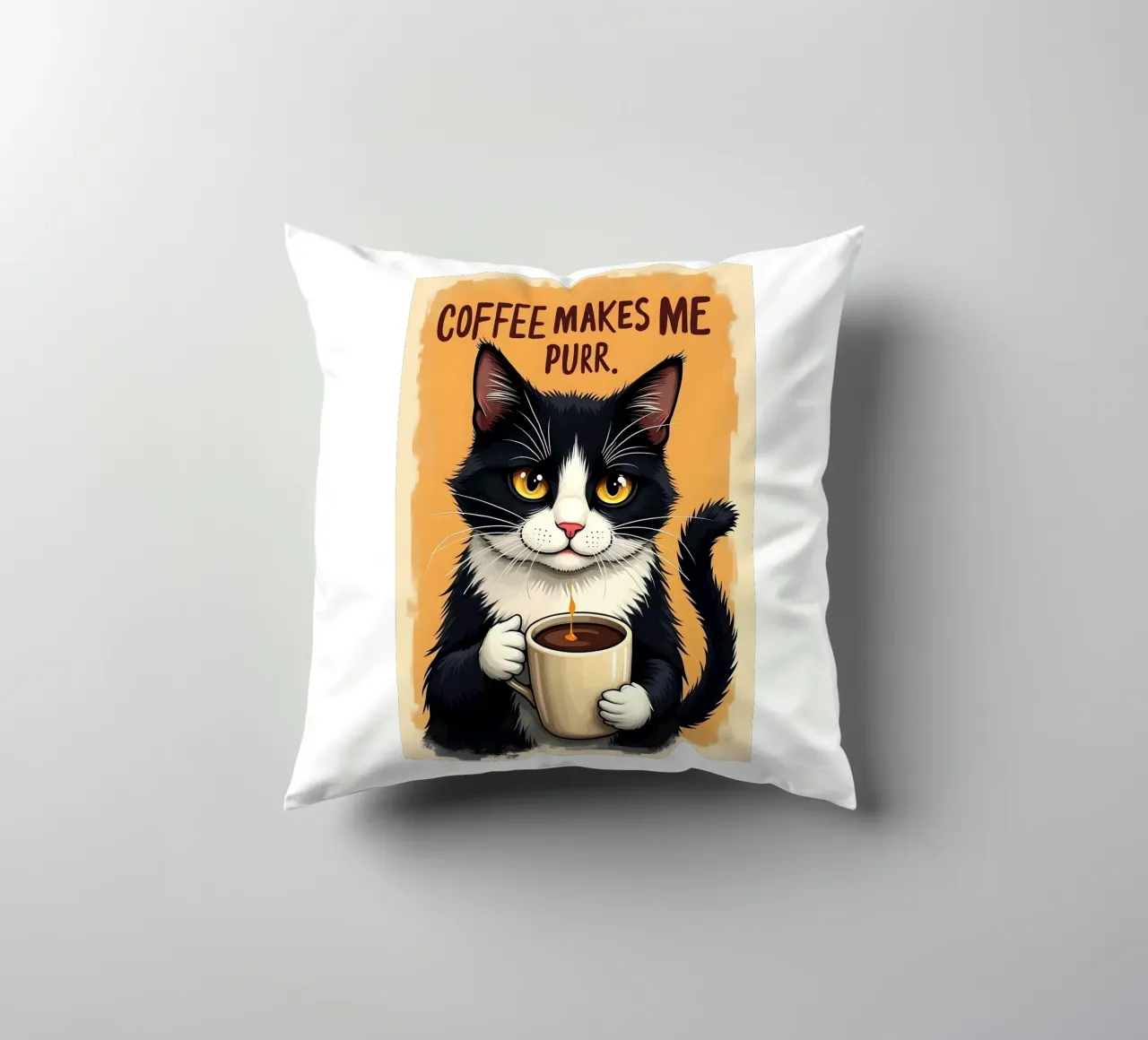 Il caffè mi fa fare le fusa. cuscino da Arjun