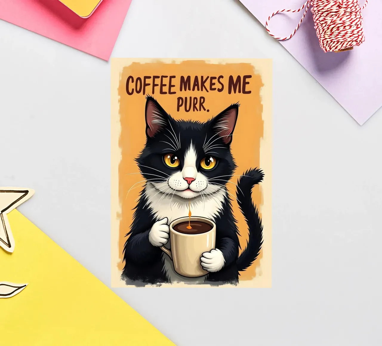 Coffee Makes Me Purr. sticker by Arjun