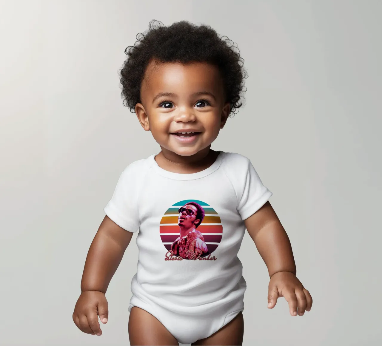 Stevie Wonder vintage style body neonato maniche corte da Lembayung art