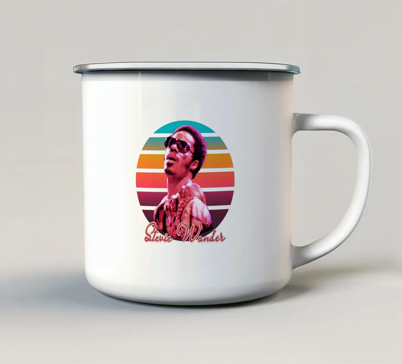 Stevie Wonder vintage style tazza in smalto da Lembayung art