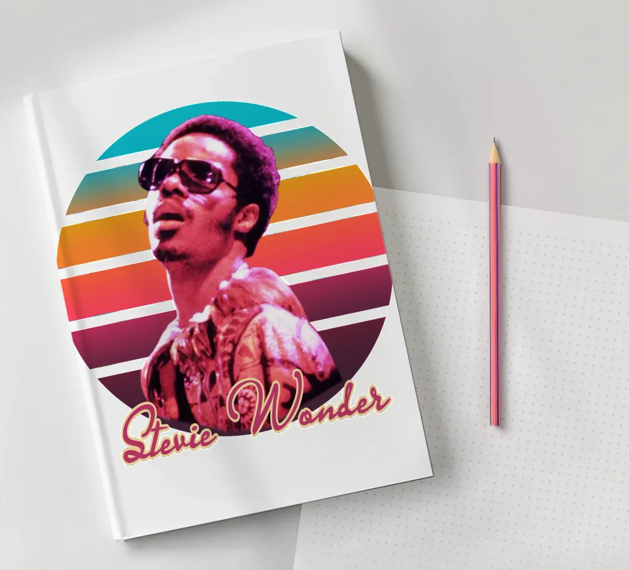 Stevie Wonder vintage style notebook by Lembayung art