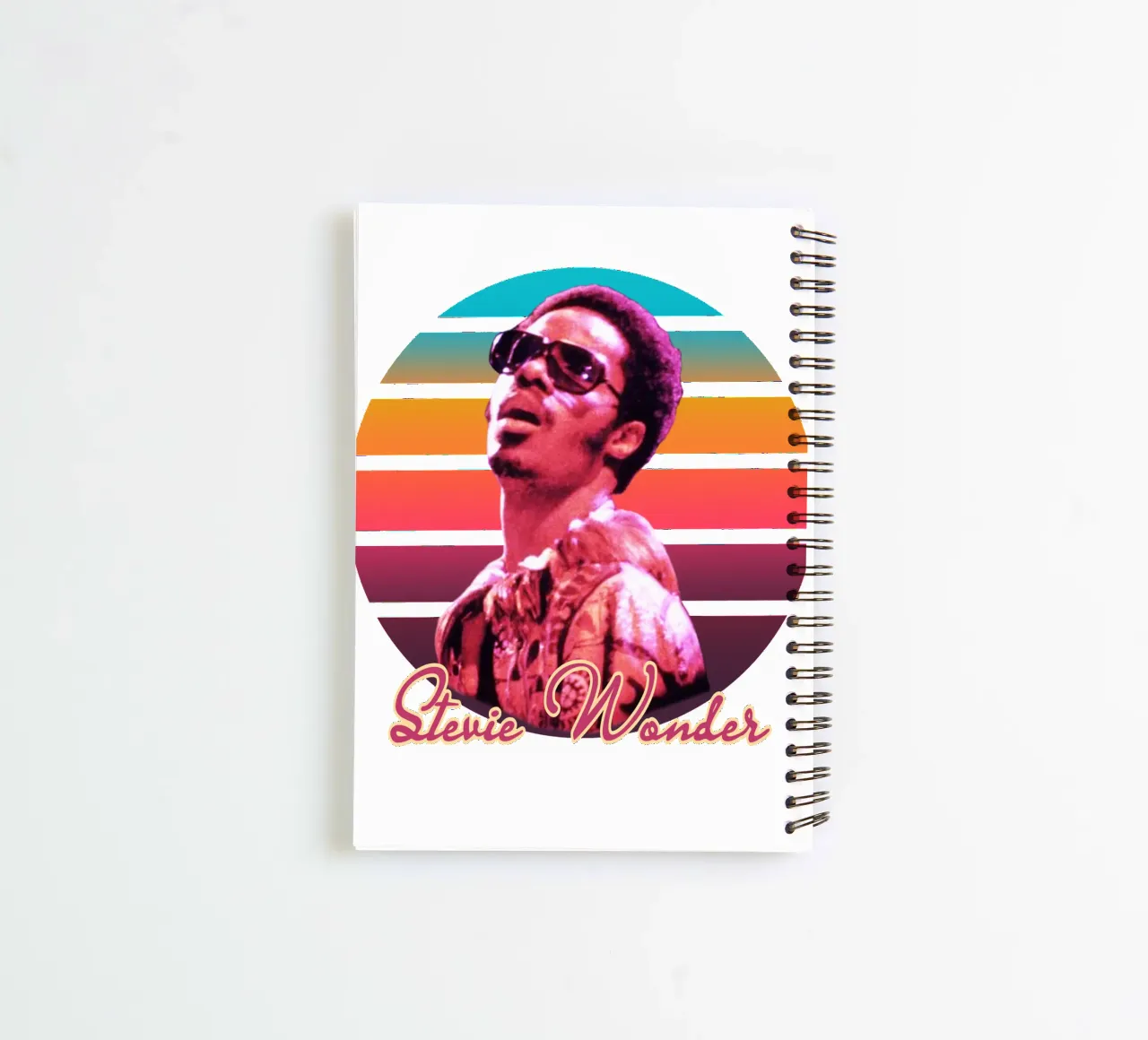 Stevie Wonder vintage style spiral notebook by Lembayung art