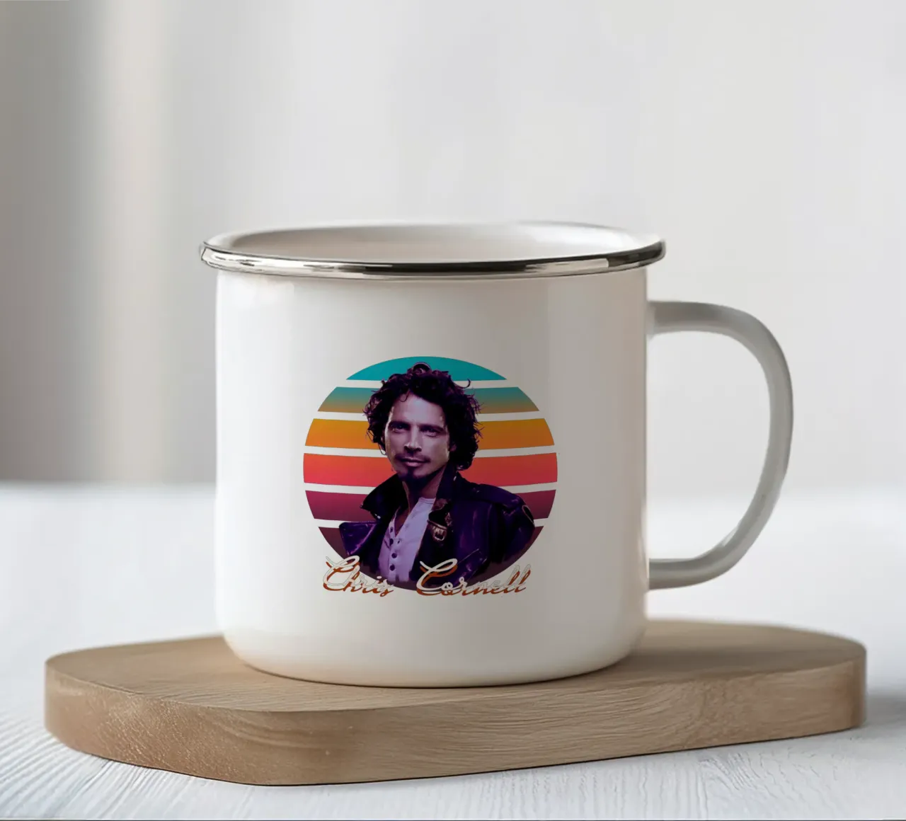 Chris Cornell vintage style tazza in smalto da Lembayung art