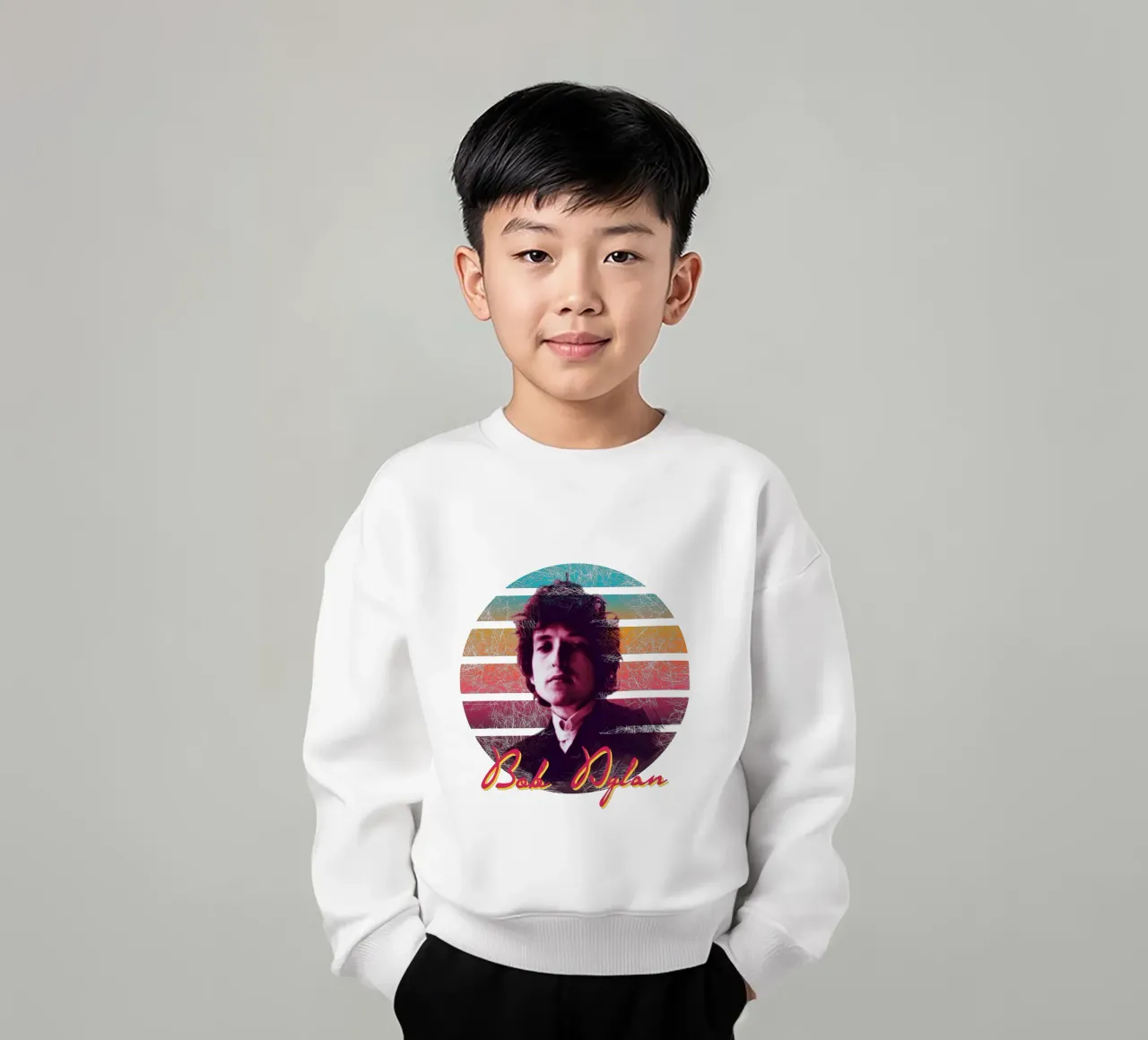 Bob Dylan vintage style felpa bambino da Lembayung art