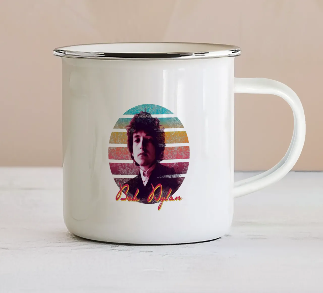 Bob Dylan vintage style tazza in smalto da Lembayung art