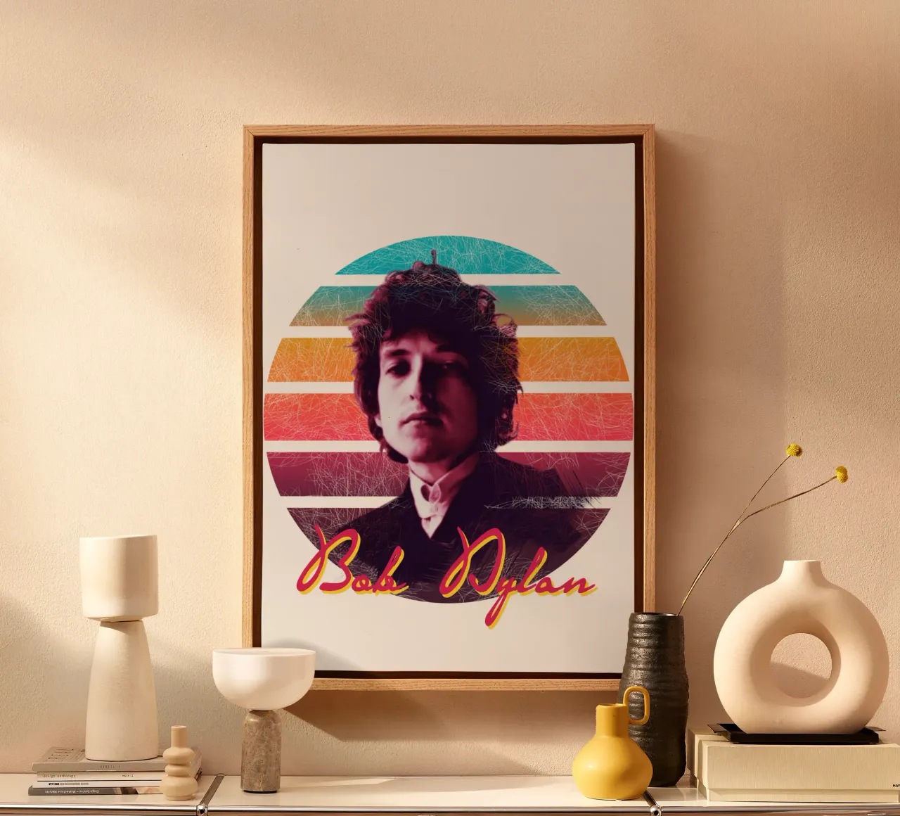 Bob Dylan vintage style tela con Cornice a cassetta da Lembayung art