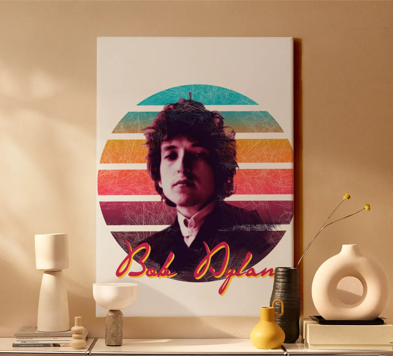 Bob Dylan vintage style tela con Cornice a cassetta da Lembayung art