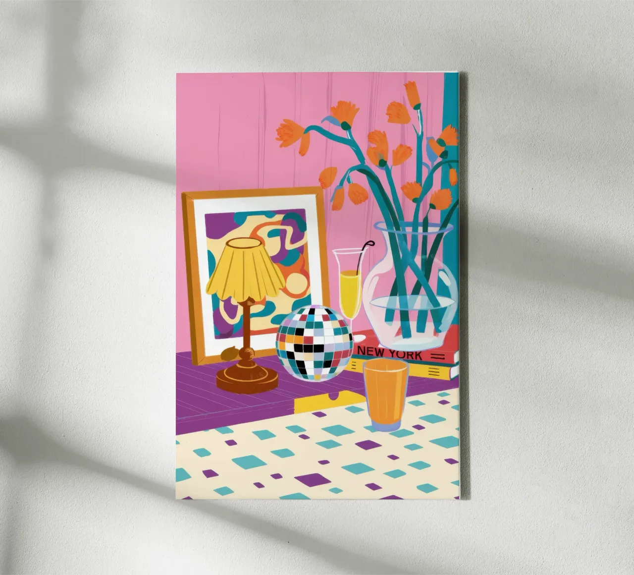 Vibrant Maximalist Corner canvas with Floater frame by Mythy Brush