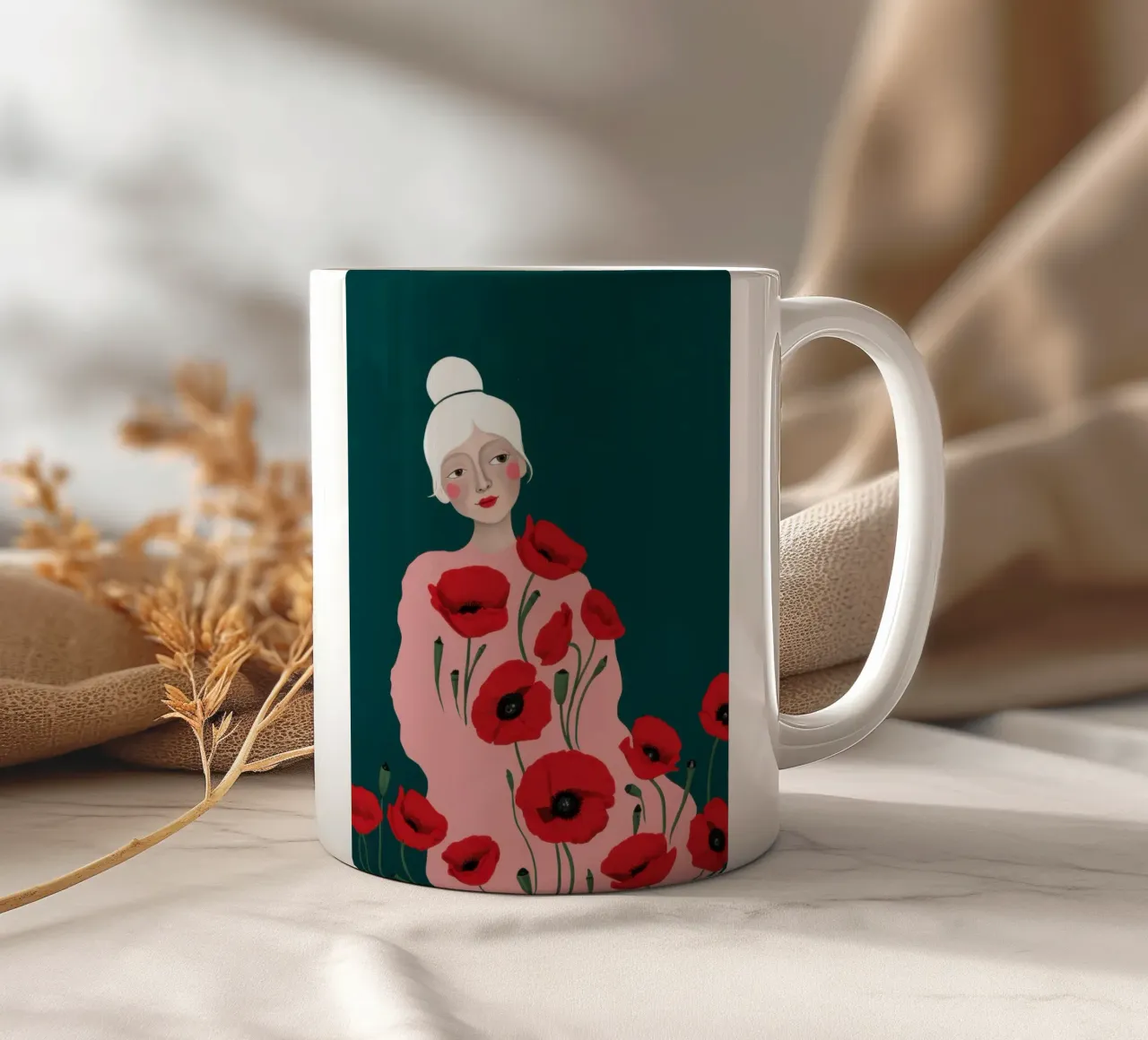 Ritratto del papavero scarlatto tazza in ceramica da Giant Foxs