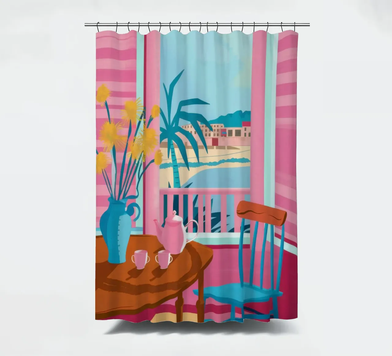 Cafe Chromatic Corner shower curtain by Prism Ritual
