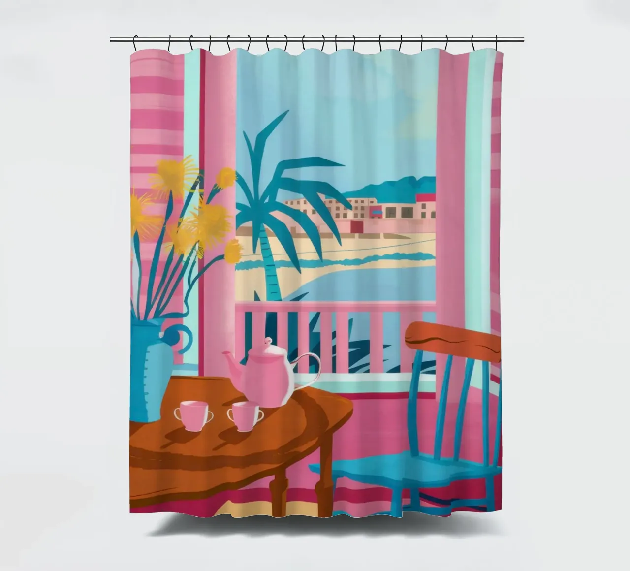 Cafe Chromatic Corner shower curtain by Prism Ritual