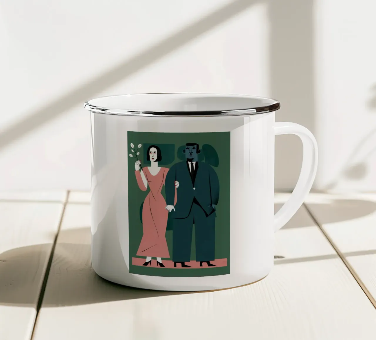 Coppia elegante di sera tazza in smalto da Flock Reverie
