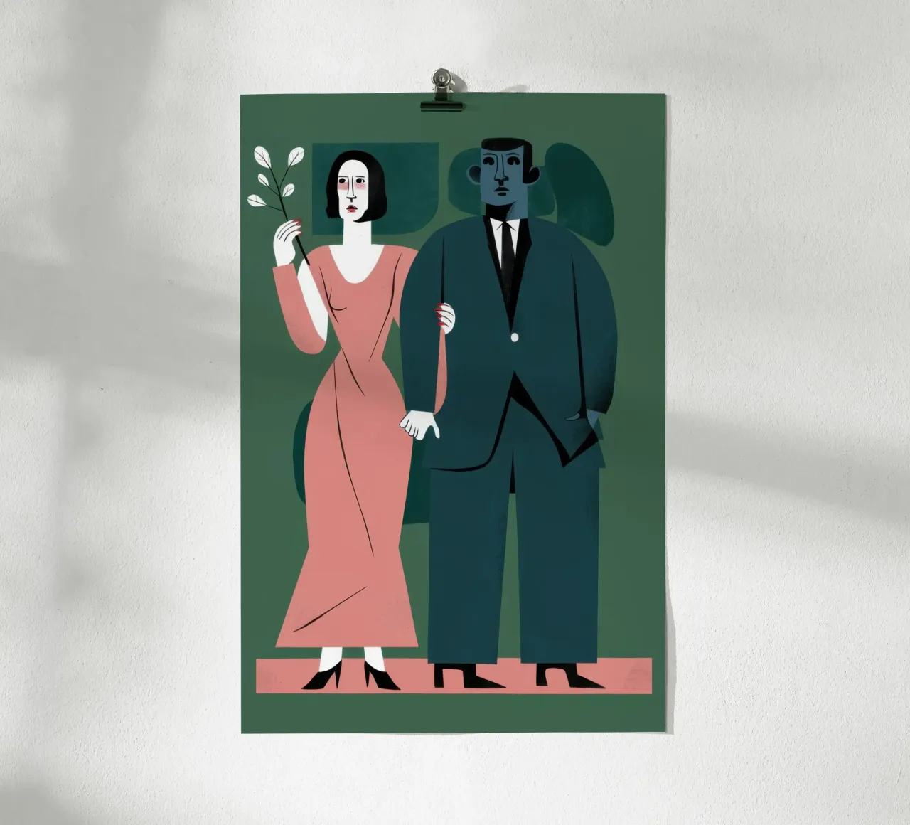 Coppia elegante di sera poster con telaio in plastica da Flock Reverie